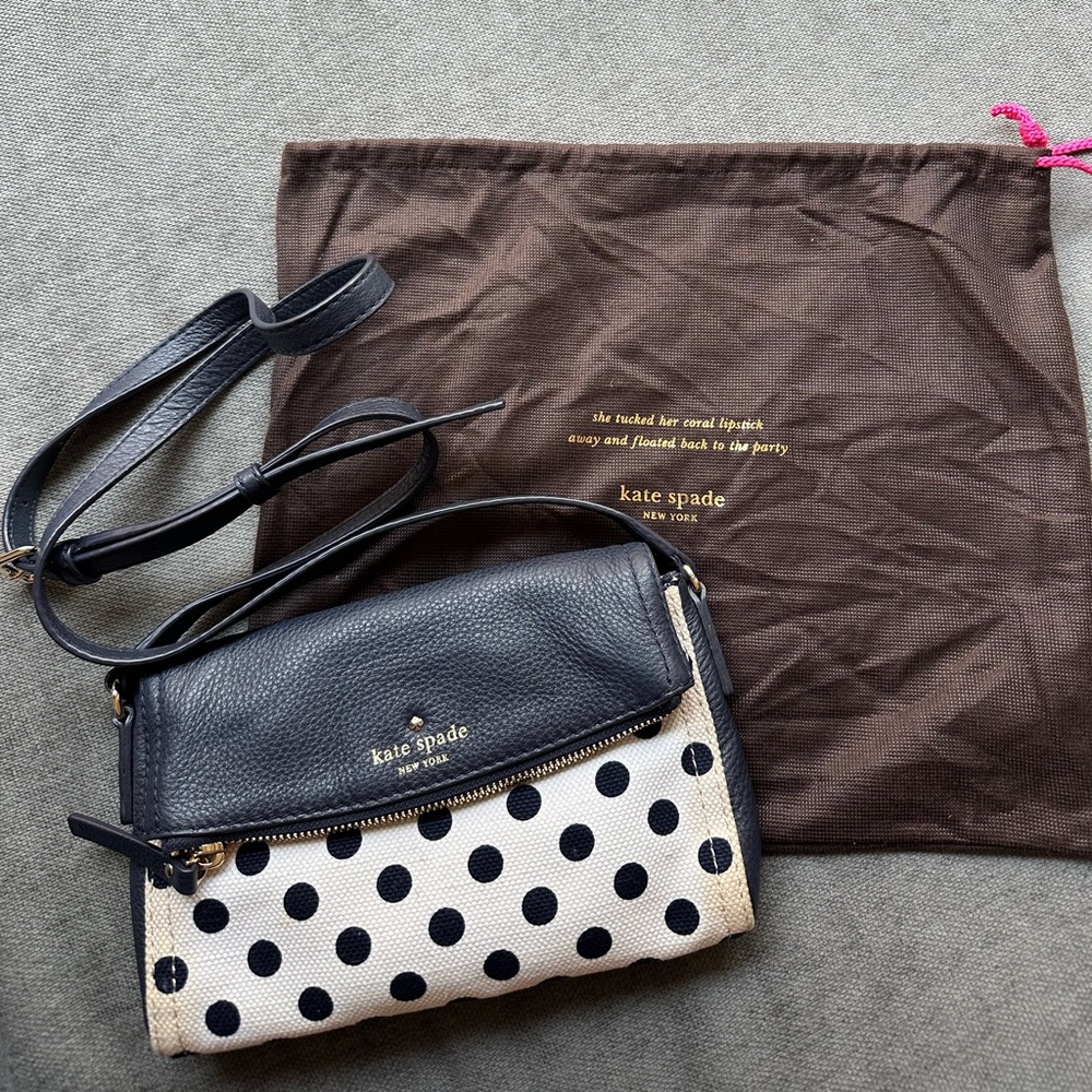 Kate Spade Navy and White Polka Dot Crossbody